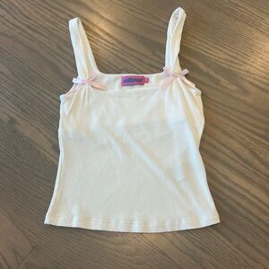 Edikted White Tank Top with Pink Bows